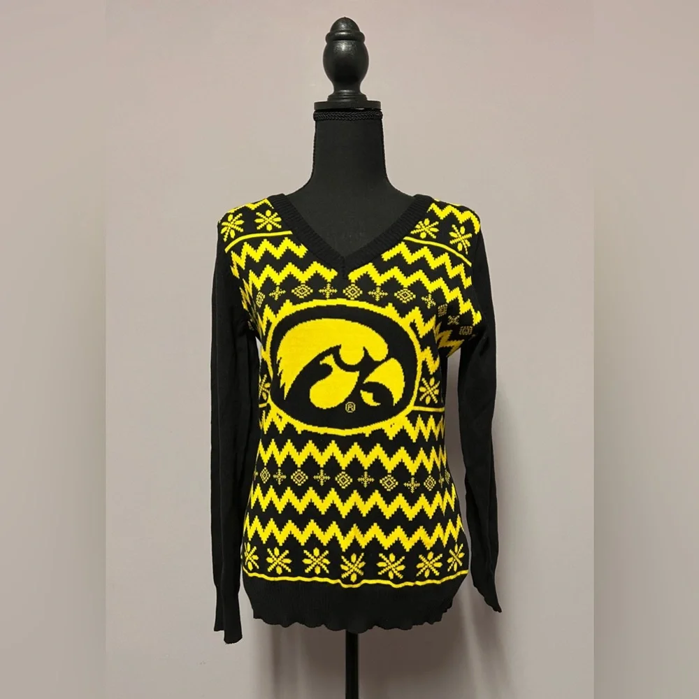 NWT Iowa HAWKEYES Cotton UGLY Christmas SWEATER - Picture 1 of 6